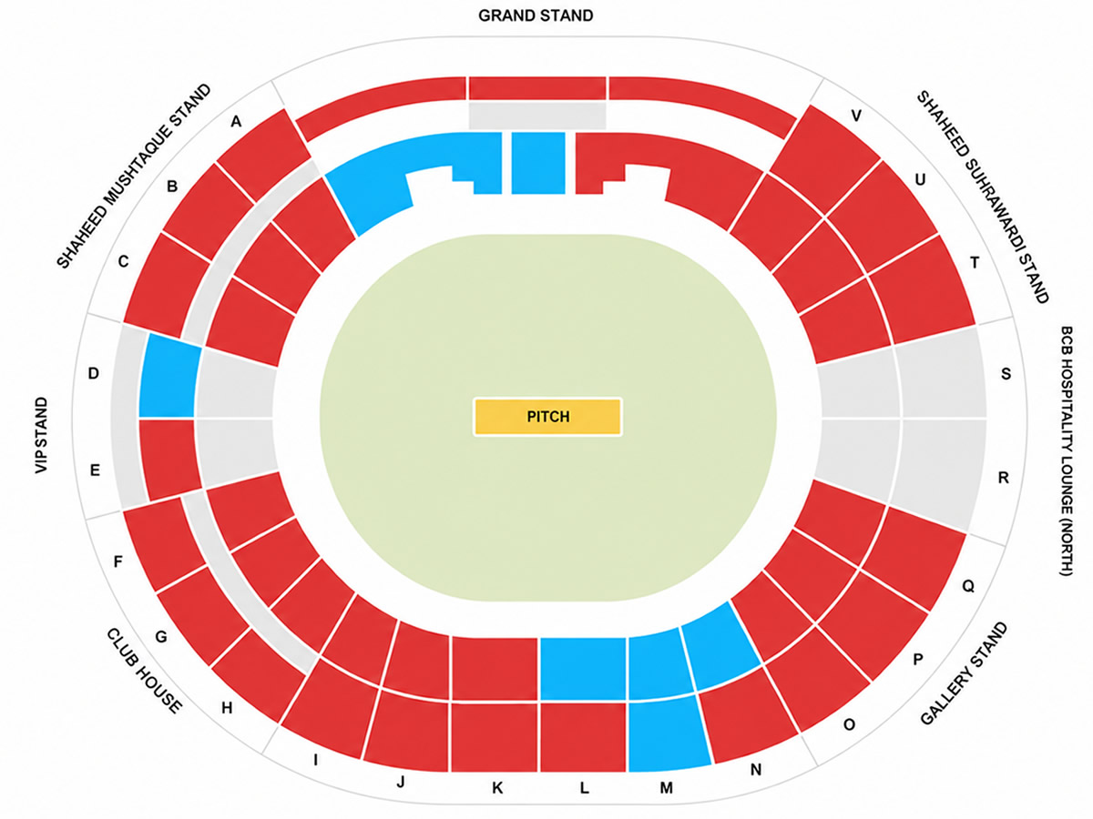 Shere Bangla National Stadium seating plan